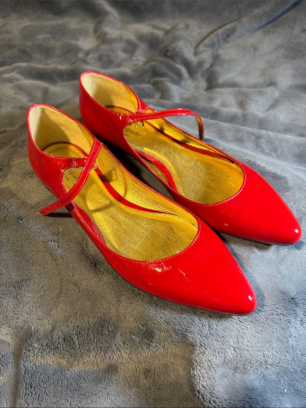 Red Patent Mary Jane Flats - Women
